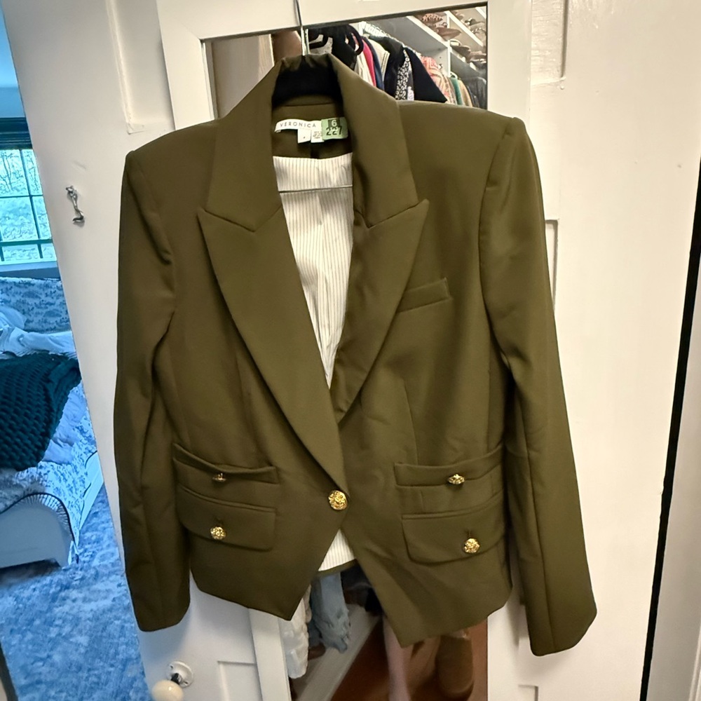 Veronica Beard Olive Green Double-Breasted Blazer size 4 VGUC